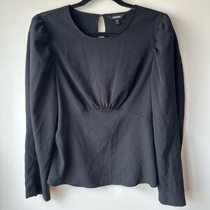 Express Black Long Sleeve Ruched Empire Waist | Size M